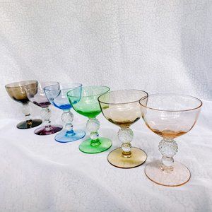 6 colored morgantown golf ball sherbet glasses